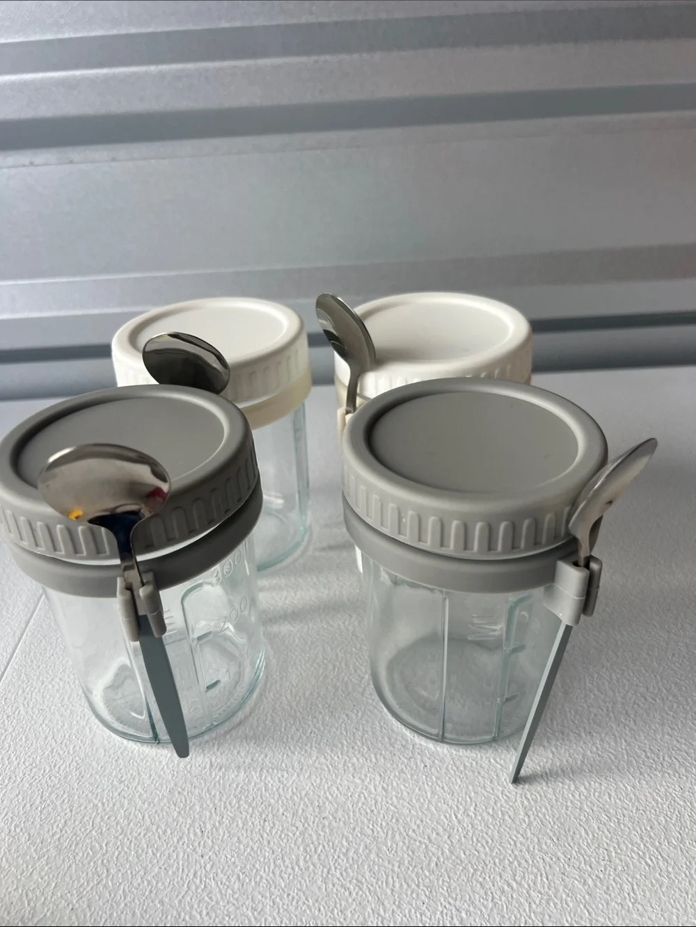 Meal prep Glass Jars and Attached Spoons overnight oats z13